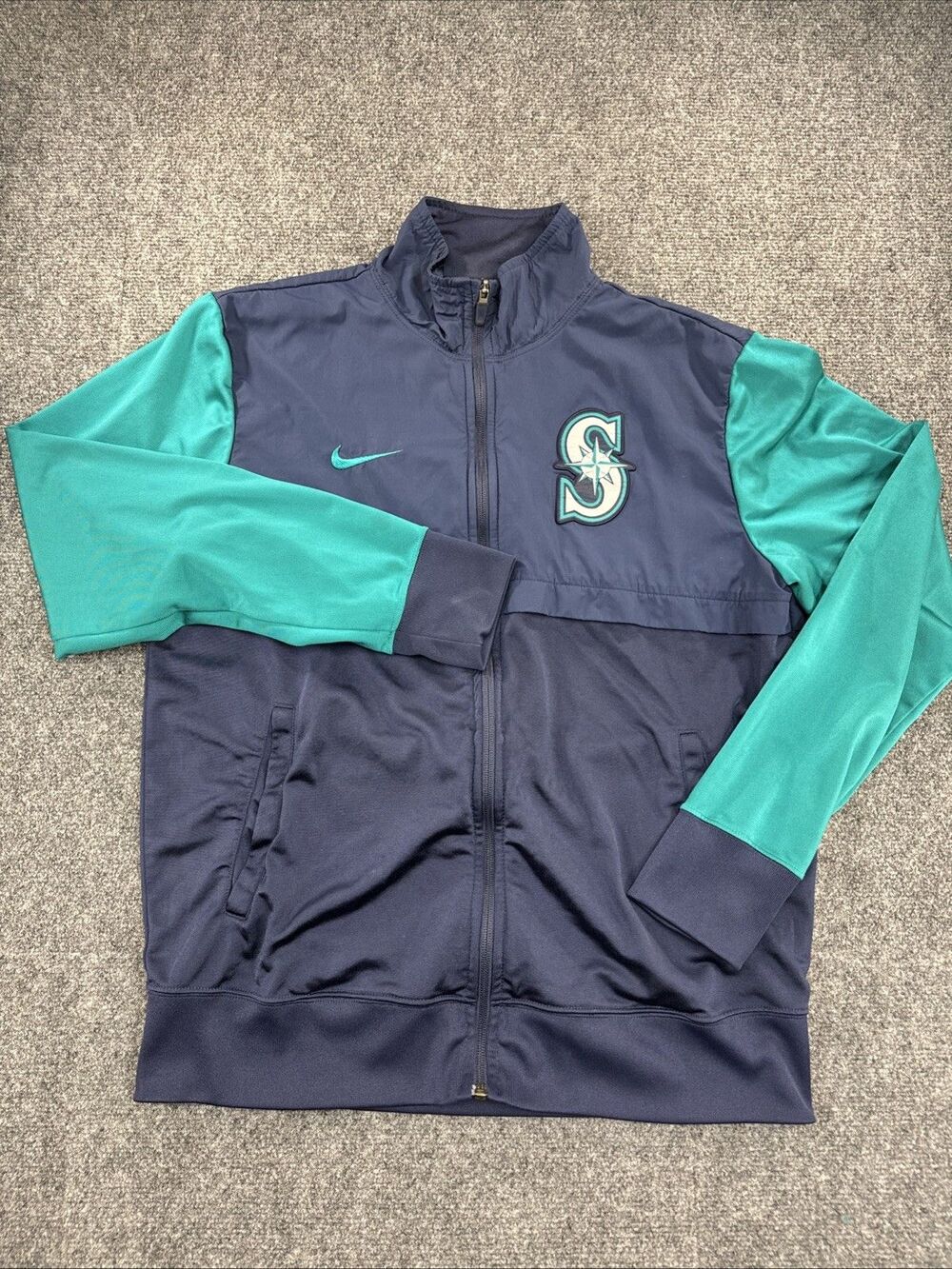 Nike Seattle Mariners Jacket Men’s M Navy Teal Full Zip MLB Track Jacket
